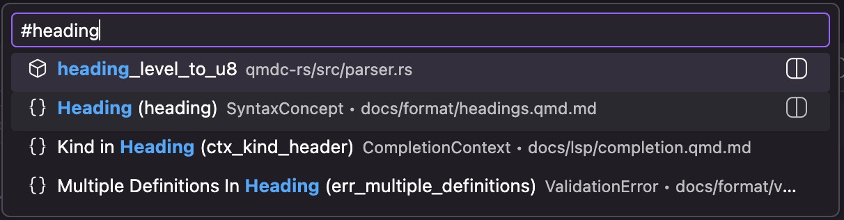 Go to Object quick-pick searching the workspace